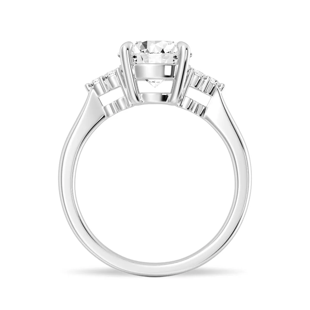 Round Moissanite Promise Ring with Tapered Side Accents sold by MSBLUE Jewelry product image thumbnail 2