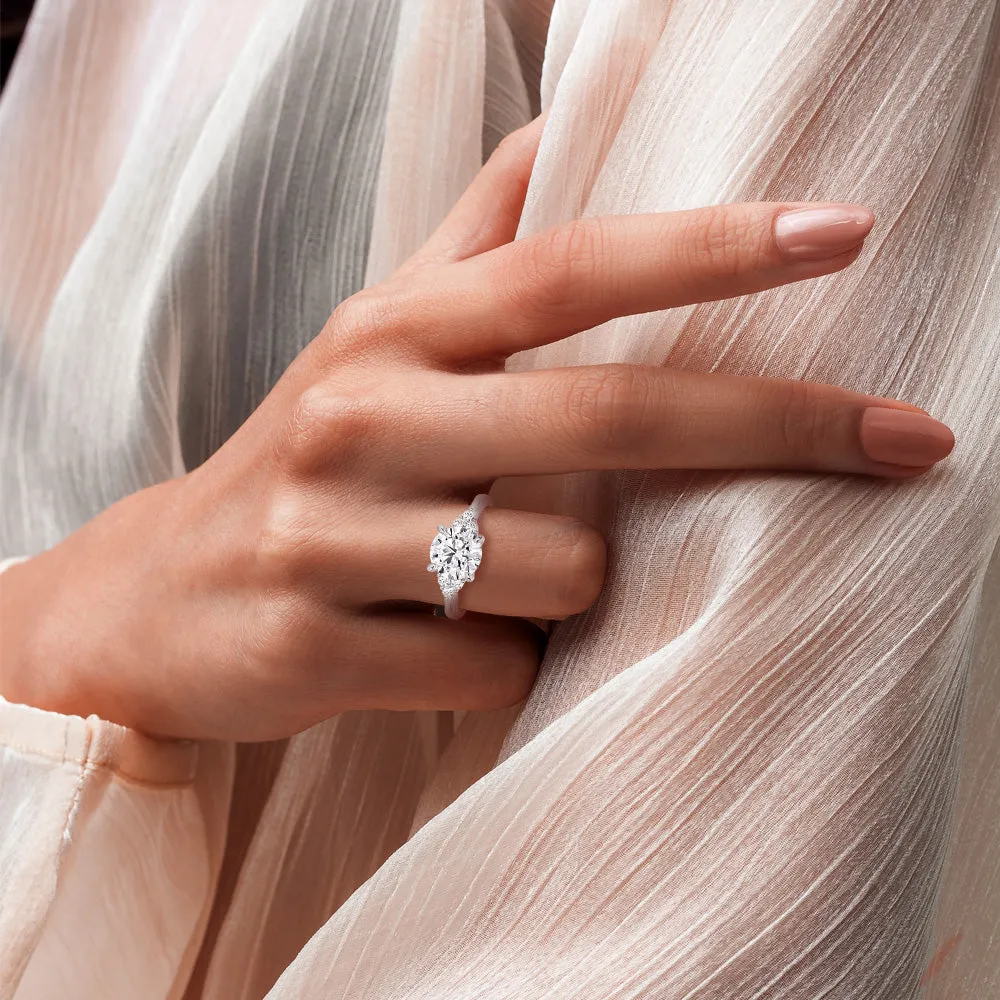 Round Moissanite Promise Ring with Tapered Side Accents sold by MSBLUE Jewelry product image thumbnail 5