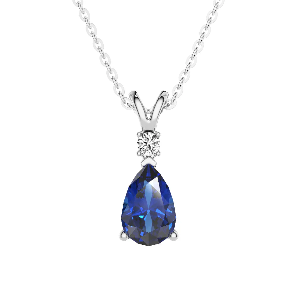 Pear Blue Sapphire Solitaire Pendant with Stud Earrings Set sold by MSBLUE Jewelry product image thumbnail 3