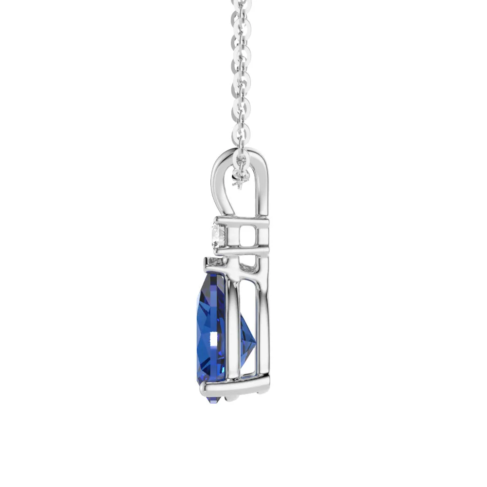 Pear Blue Sapphire Solitaire Pendant with Stud Earrings Set sold by MSBLUE Jewelry product image thumbnail 4