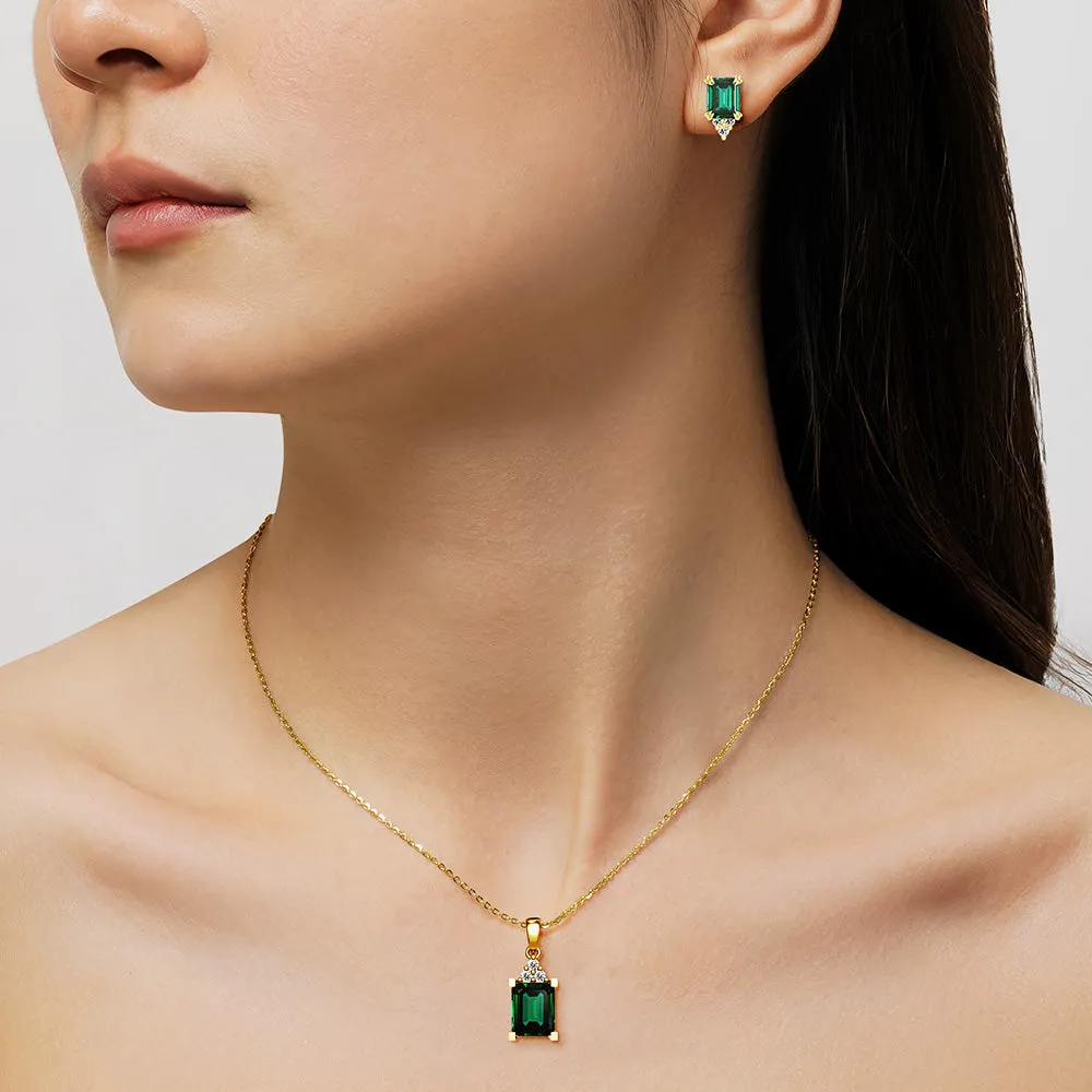 Lab Grown Emerald Pendant And Earrings Set sold by MSBLUE Jewelry product image thumbnail 2