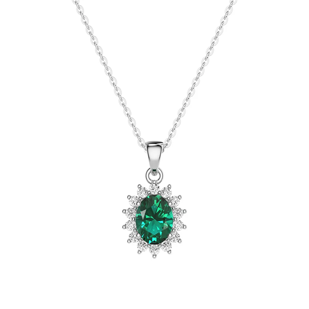 Floral Halo Green Oval Pendant And Ring Set sold by MSBLUE Jewelry product image thumbnail 5