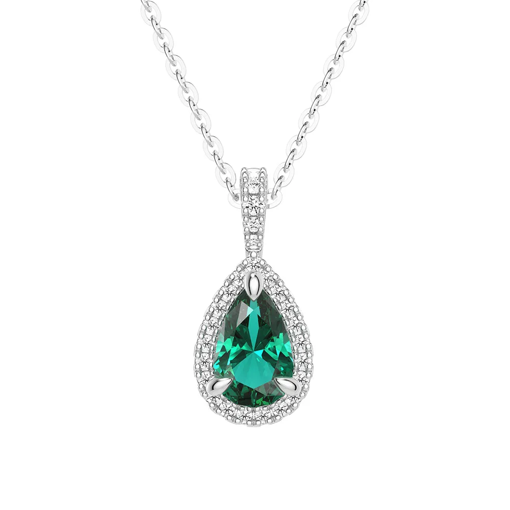 Pear Shaped Emerald Pendant Set with Earrings sold by MSBLUE Jewelry product image thumbnail 3