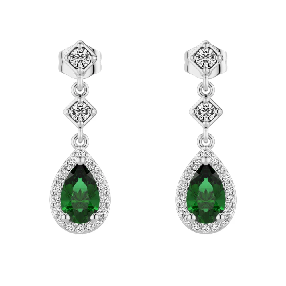 Pear Shaped Emerald Pendant Set with Earrings sold by MSBLUE Jewelry product image thumbnail 5