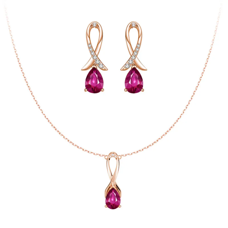 "You Are Supported And Protected" Pink Sapphire Necklace And Earrings Set sold by MSBLUE Jewelry