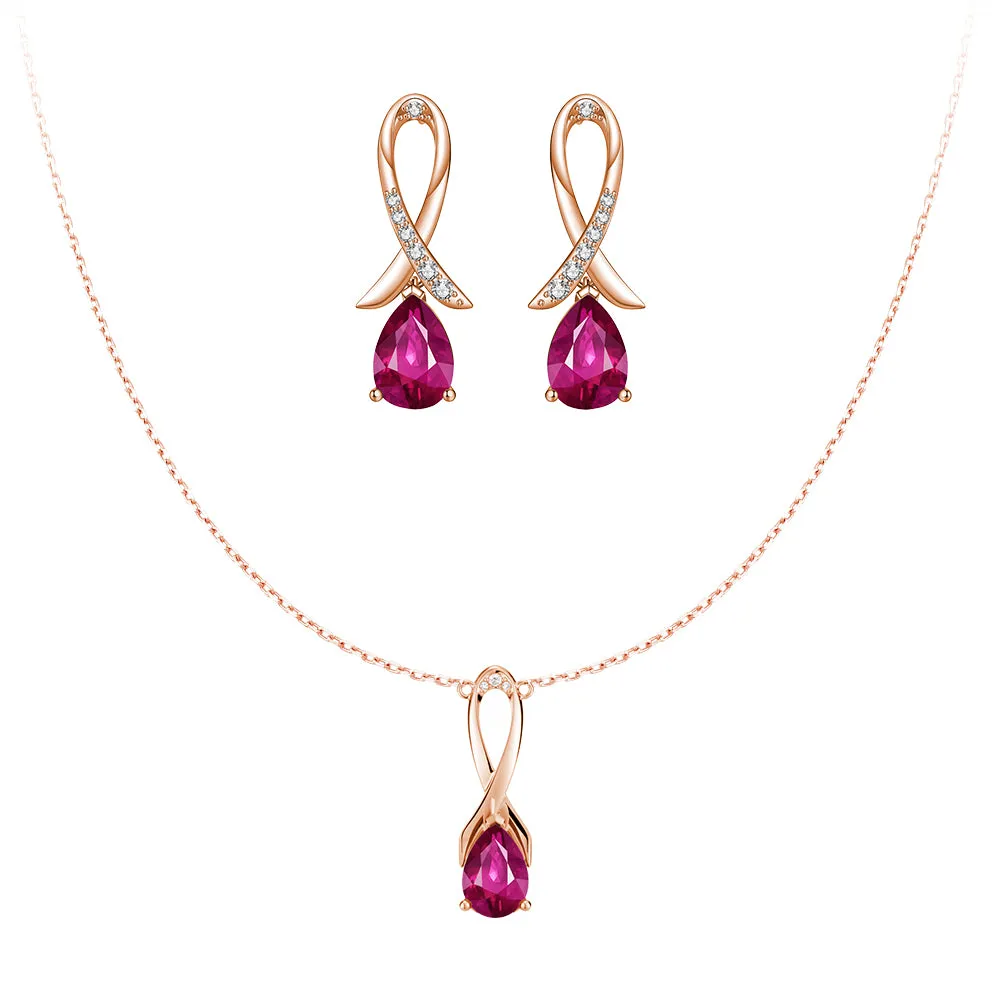 "You Are Supported And Protected" Pink Sapphire Necklace And Earrings Set sold by MSBLUE Jewelry