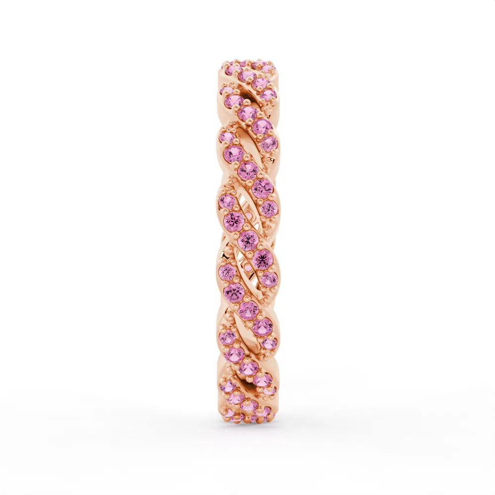 "Infinite Hope" Pink Sapphire Ribbon Eternity Band sold by MSBLUE Jewelry product image thumbnail 3