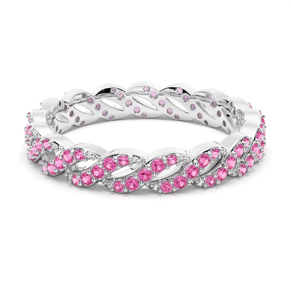 "Infinite Hope" Pink Sapphire Ribbon Eternity Band sold by MSBLUE Jewelry product image thumbnail 2