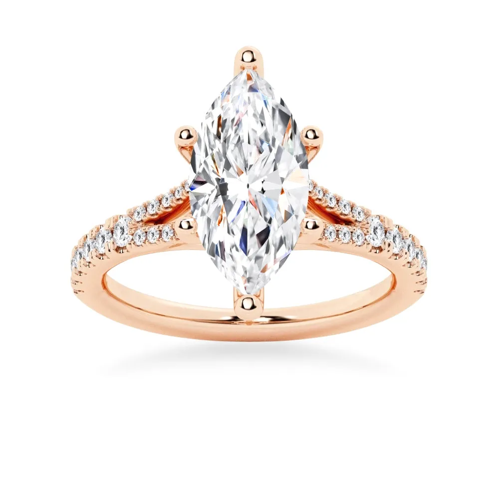 NEW Marquise Cut Split-Shank Moissanite Engagement Ring sold by MSBLUE Jewelry product image thumbnail 3