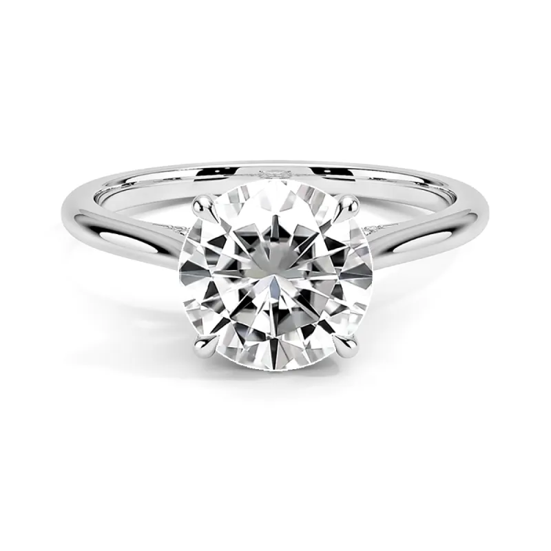 Classic Four-Prong Round Cut Engagement Ring With Hidden Halo made by MSBLUE Jewelry