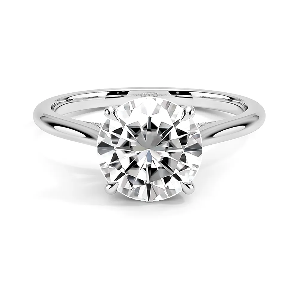 Classic Four-Prong Round Cut Engagement Ring With Hidden Halo sold by MSBLUE Jewelry