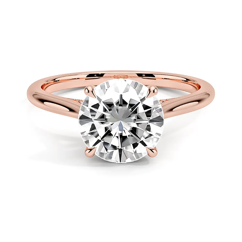 Classic Four-Prong Round Cut Engagement Ring With Hidden Halo sold by MSBLUE Jewelry product image thumbnail 3
