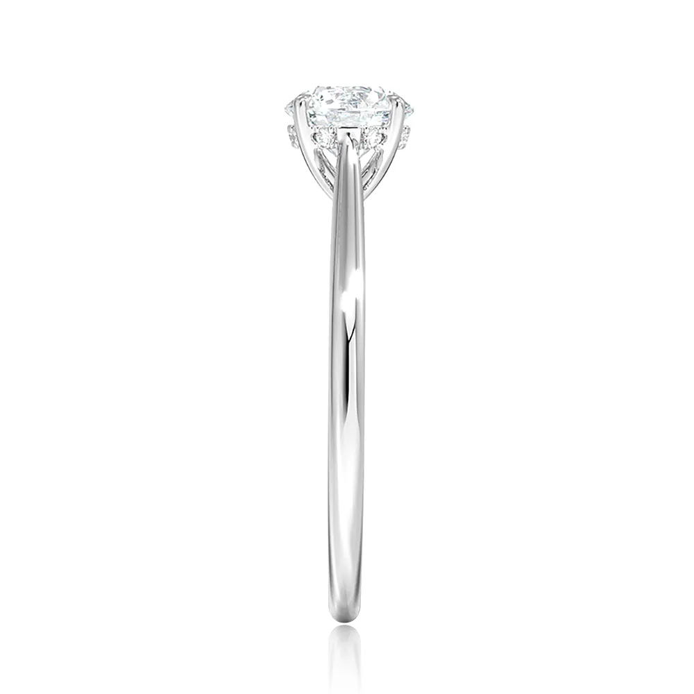 Classic Four-Prong Round Cut Engagement Ring With Hidden Halo sold by MSBLUE Jewelry product image thumbnail 4