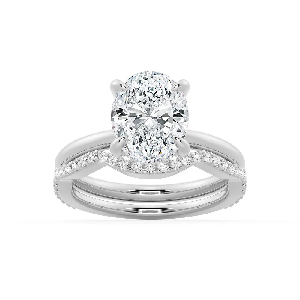Oval Solitaire Moissanite Ring Set With Matching Wedding Band sold by MSBLUE Jewelry