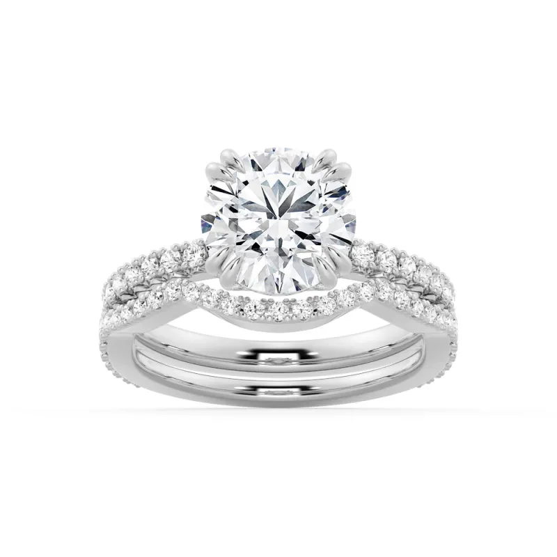Solitaire Round Cut Engagement Ring Set With Matching Wedding Band sold by MSBLUE Jewelry