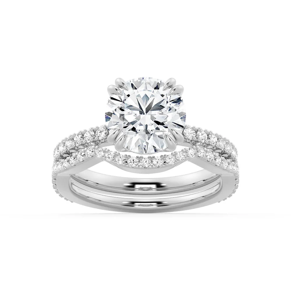 Solitaire Round Cut Engagement Ring Set With Matching Wedding Band sold by MSBLUE Jewelry