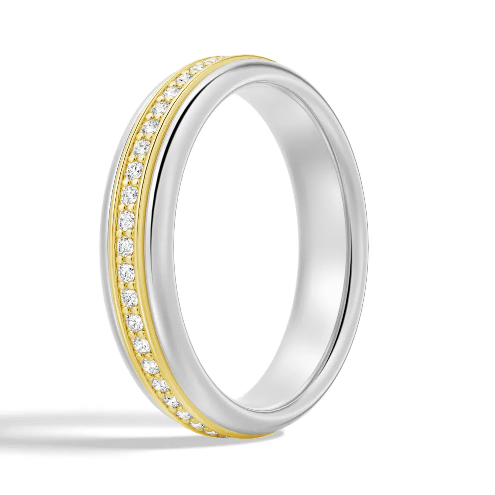 5.1mm Rotatable Two Tone Round Moissanite Men's Eternity Wedding Band sold by MSBLUE Jewelry product image thumbnail 2