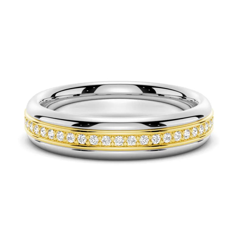 5.1mm Rotatable Two Tone Round Moissanite Men's Eternity Wedding Band sold by MSBLUE Jewelry