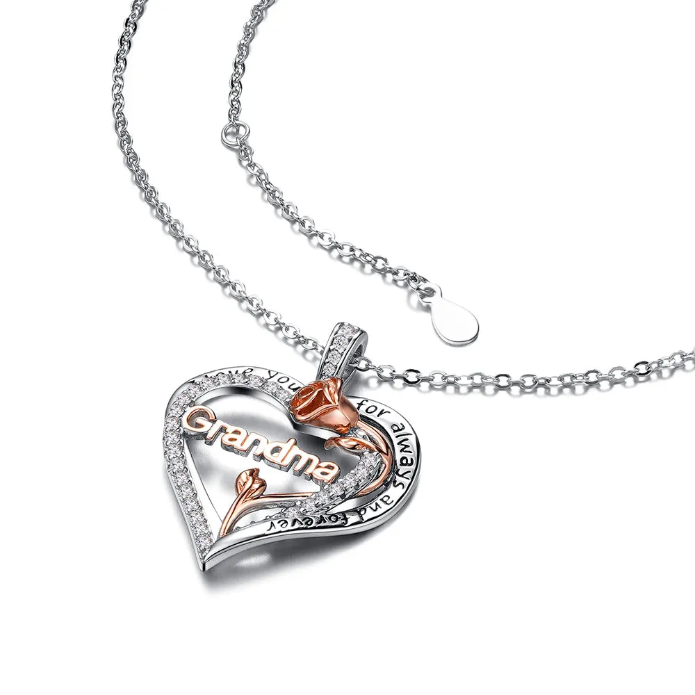 Double Heart Grandma Pendant with Rose sold by MSBLUE Jewelry product image thumbnail 2