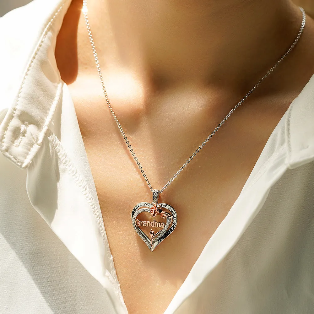 Double Heart Grandma Pendant with Rose sold by MSBLUE Jewelry product image thumbnail 4