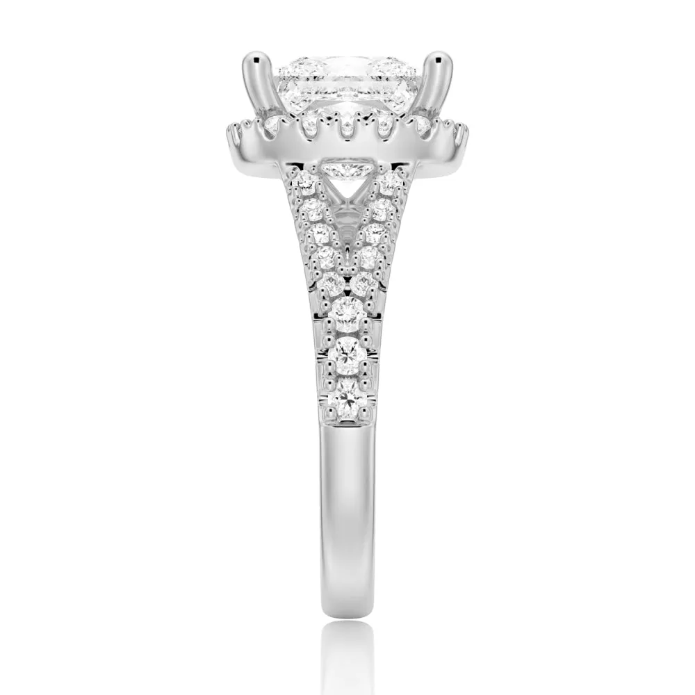 Halo Princess Cut Moissanite Engagement Ring With Split Band sold by MSBLUE Jewelry product image thumbnail 5