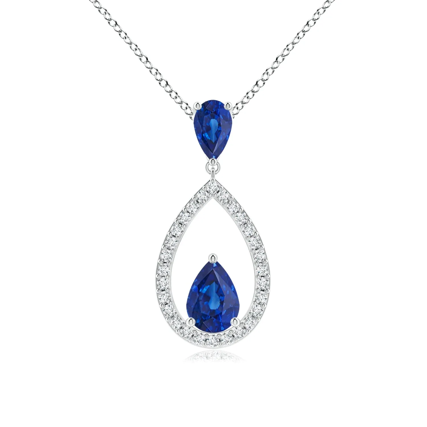 1.64 CT. Blue Sapphire and White Sapphire Drop Pendant sold by MSBLUE Jewelry