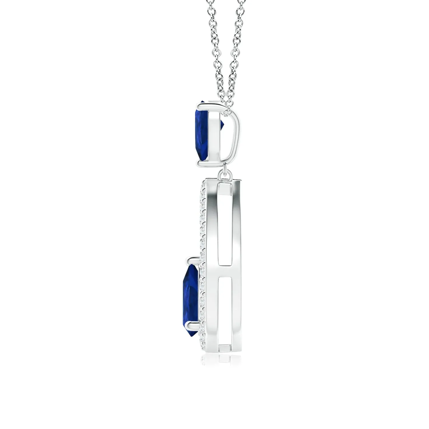 1.64 CT. Blue Sapphire and White Sapphire Drop Pendant sold by MSBLUE Jewelry product image thumbnail 2