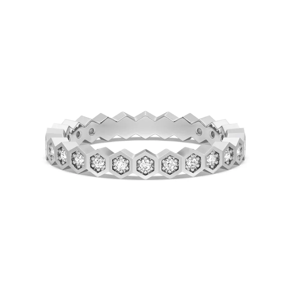 Geometric Lab Grown Diamond Half Eternity Ring sold by MSBLUE Jewelry