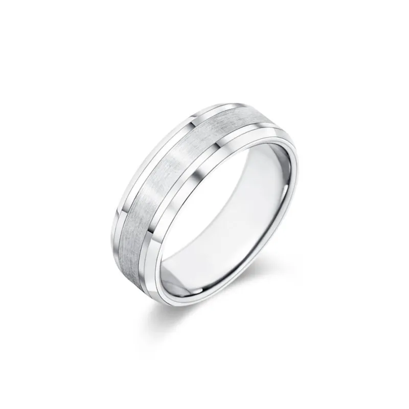 7mm Brushed Finish Gold Men's Wedding Band With Beveled Edges sold by MSBLUE Jewelry