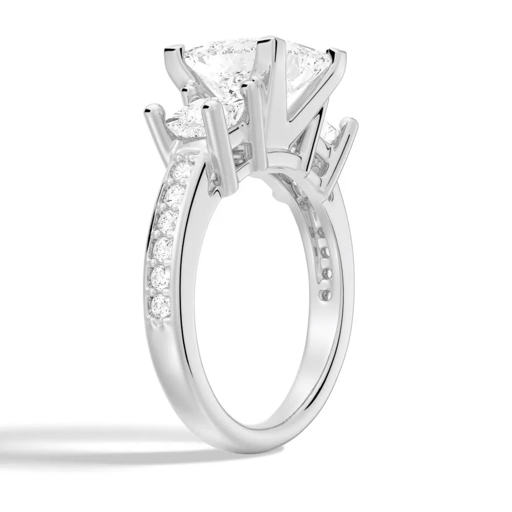 Custom Princess Shaped Three Stone Moissanite Gold Engagement Ring sold by MSBLUE Jewelry product image thumbnail 4