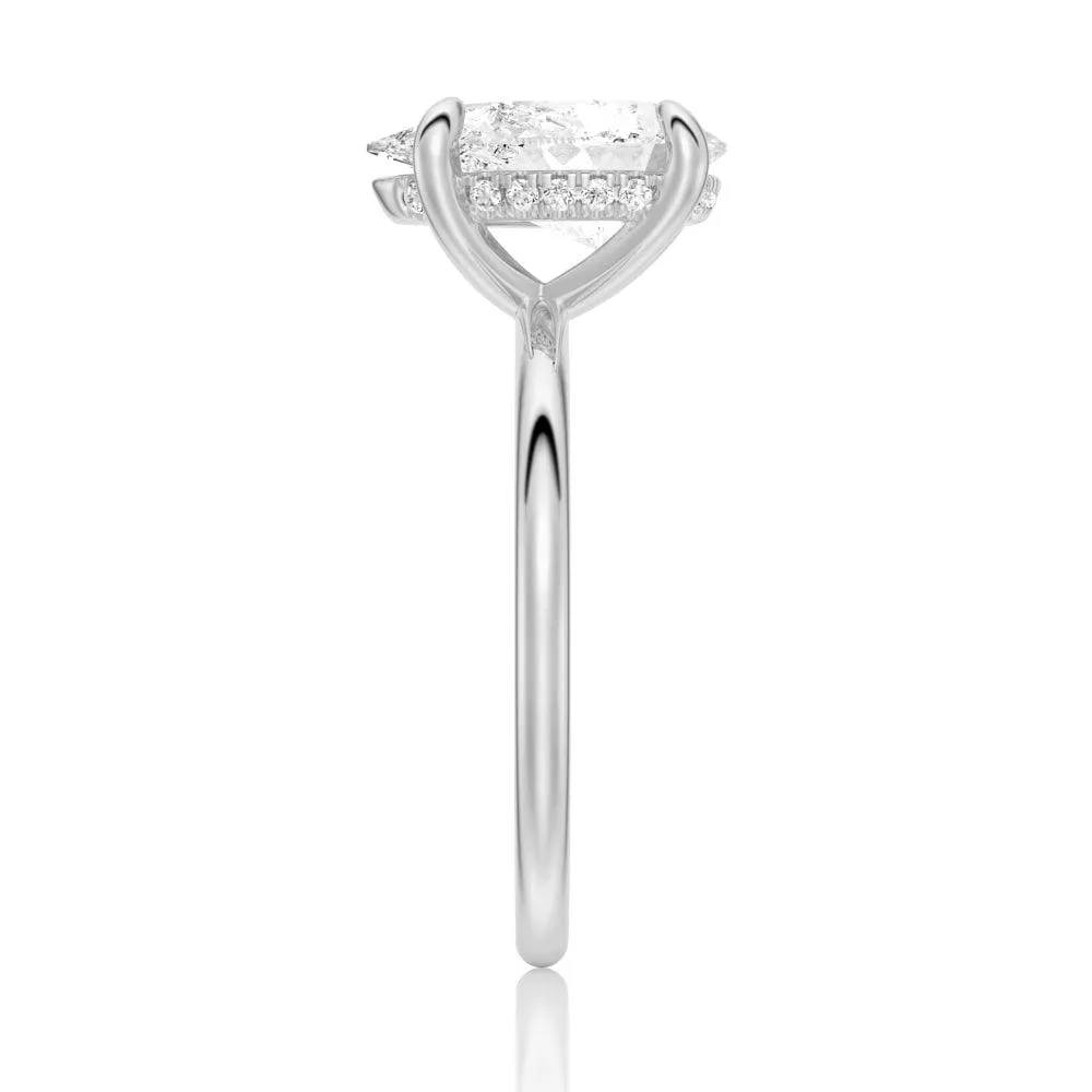 Pear Shaped Solitaire Moissanite Glod Engagement Ring With Hidden Halo sold by MSBLUE Jewelry product image thumbnail 5