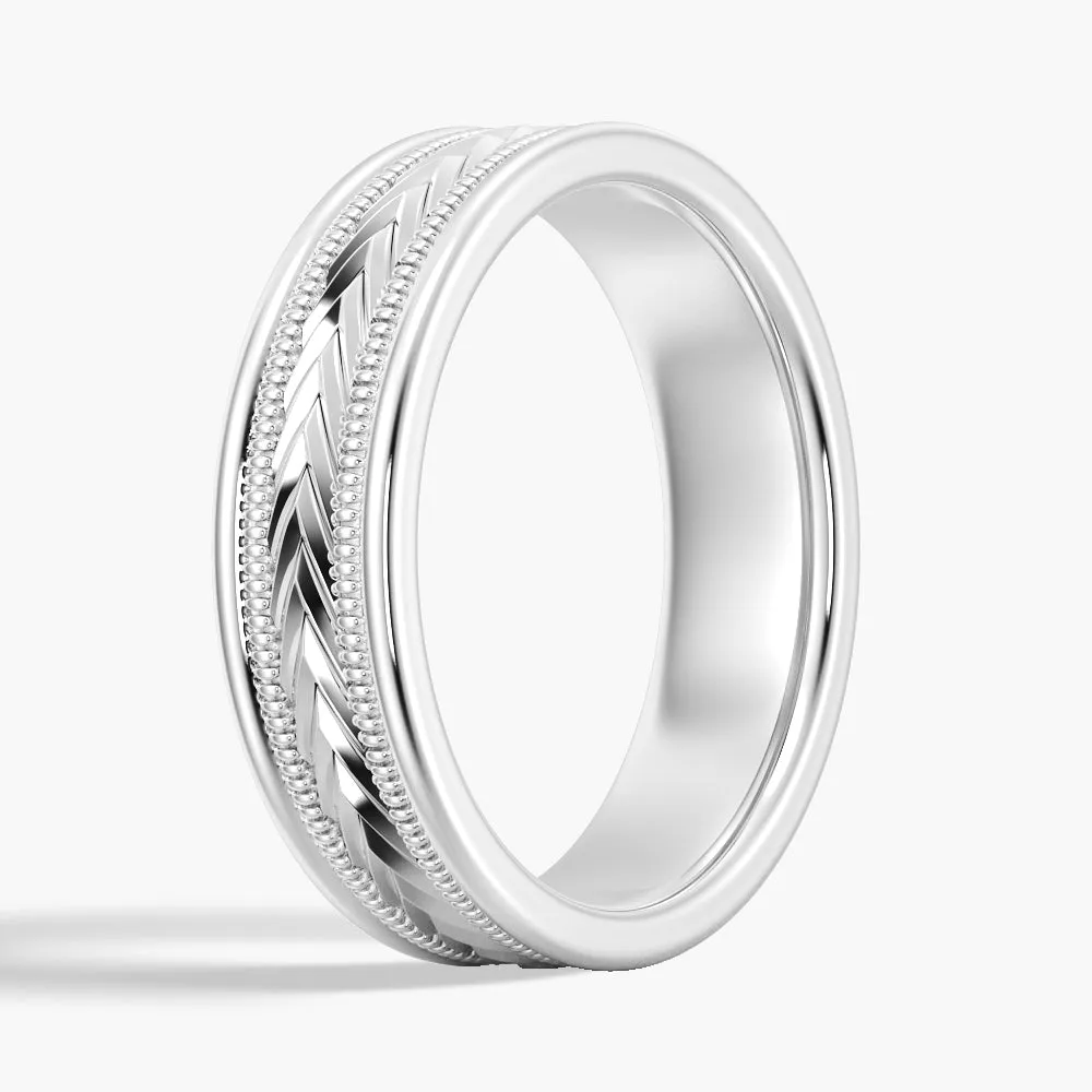 6mm Arrow Pattern Minimalist Gold Men's Wedding Band sold by MSBLUE Jewelry product image thumbnail 5