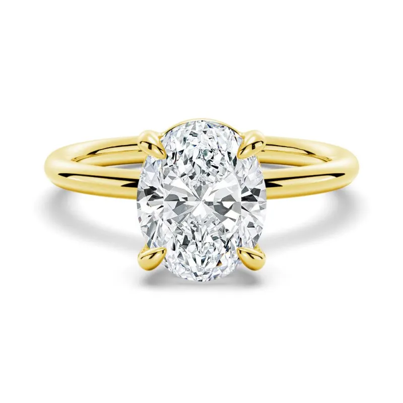 Four Prongs Oval Solitaire Moissanite Gold Engagement Ring sold by MSBLUE Jewelry