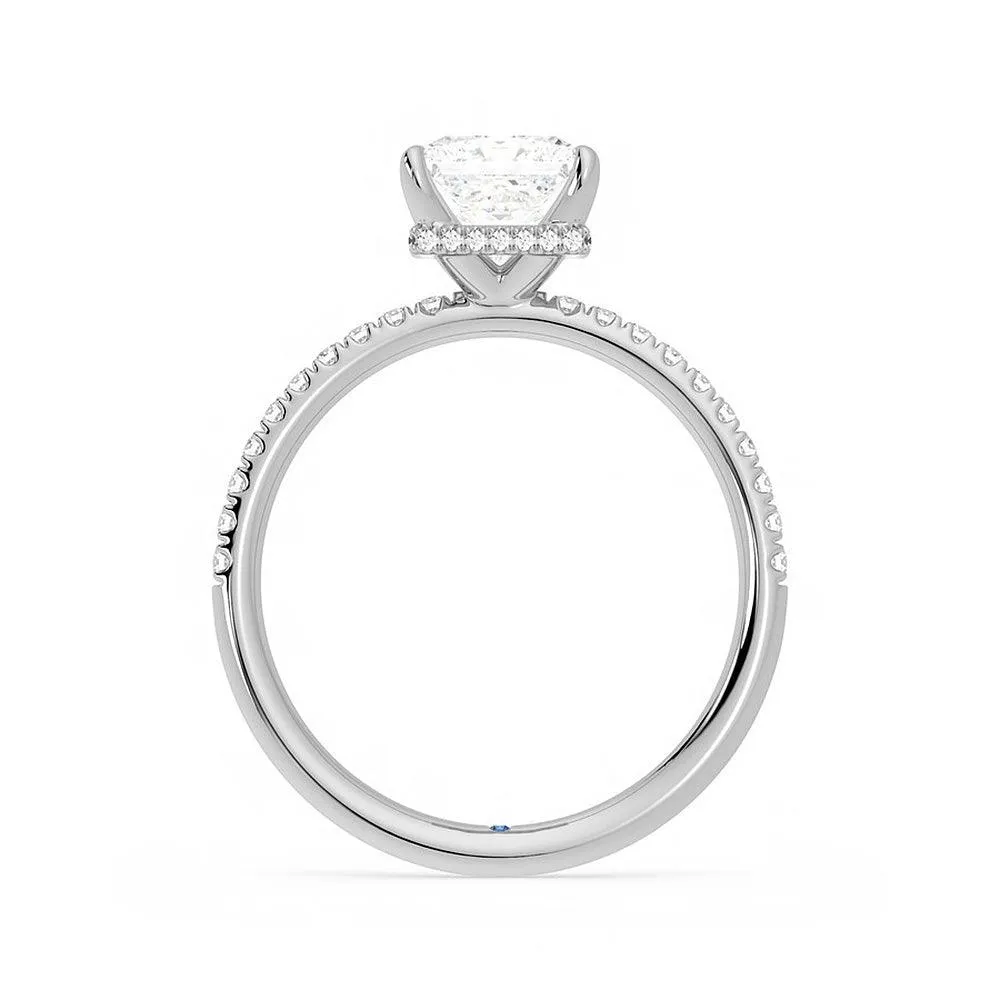 Custom Princess Cut Moissanite Gold Engagement Ring with Hidden Halo and Anniversary Stone Accent sold by MSBLUE Jewelry product image thumbnail 4