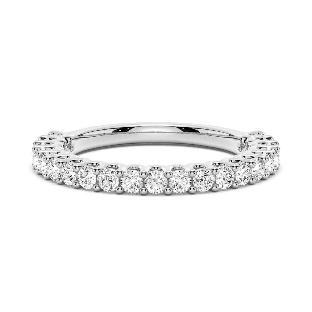 Round Cut Moissanite Gold Half Eternity Band sold by MSBLUE Jewelry