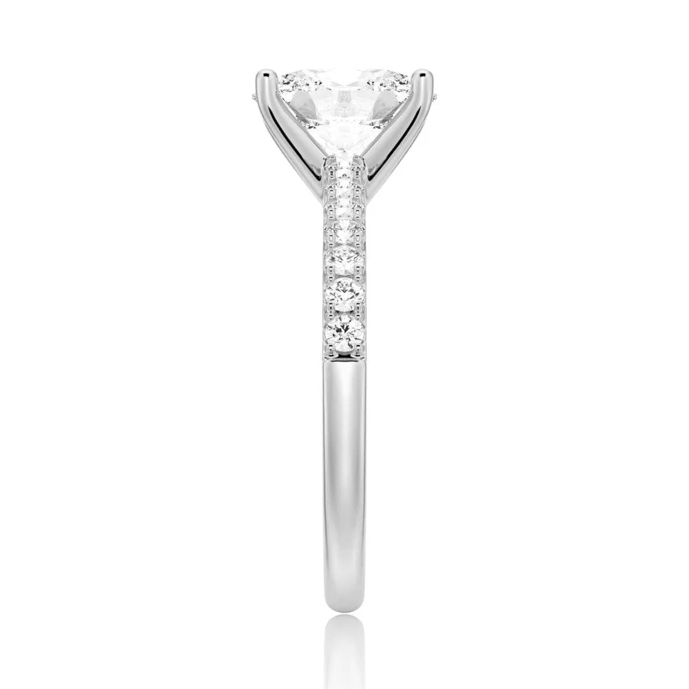 Petite Micropavé Oval Shaped Moissanite Gold Engagement Ring sold by MSBLUE Jewelry product image thumbnail 5