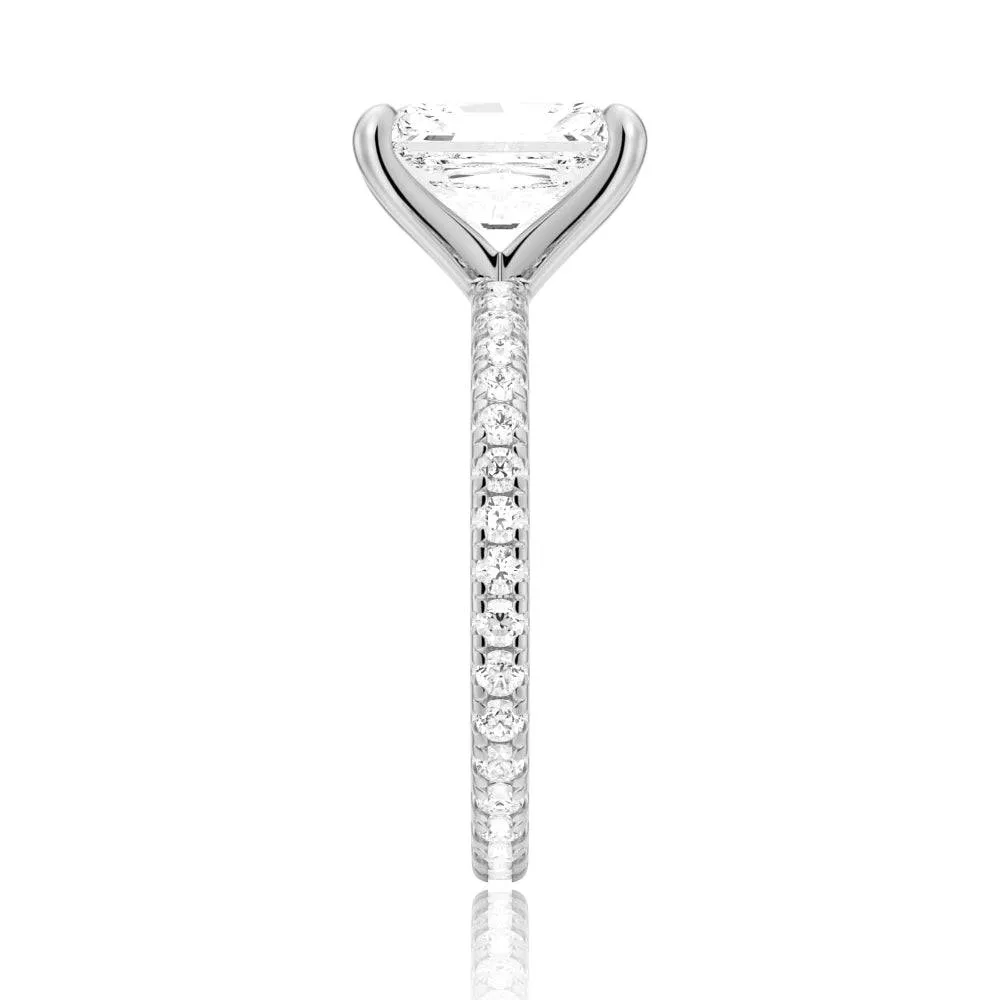 Radiant Cut Moissanite Gold Engagement Ring With Eternity Pave Shank sold by MSBLUE Jewelry product image thumbnail 5