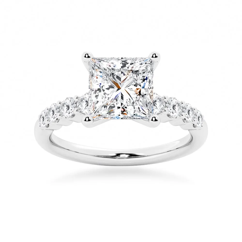 Classic Shared Prong Princess Cut Moissanite Engagement Ring sold by MSBLUE Jewelry