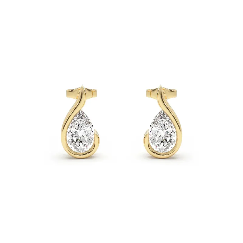 Liquid Curve Teardrop Lab Grown Diamond Studs sold by MSBLUE Jewelry