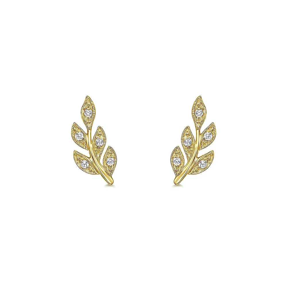Couture Botanical Foliage Lab Grown Diamond Stud Earrings sold by MSBLUE Jewelry product image thumbnail 4