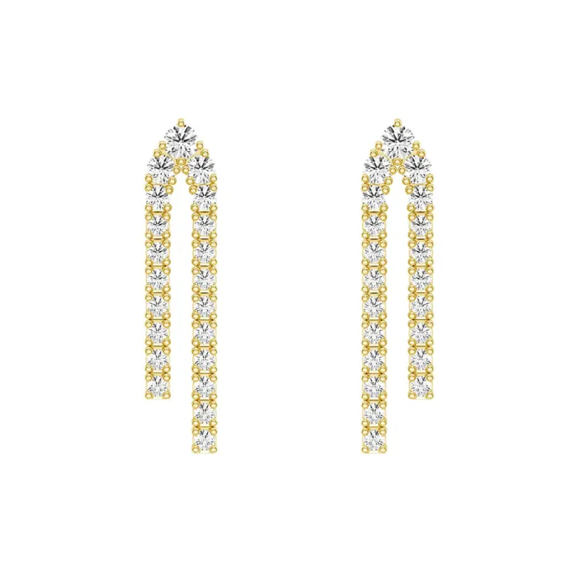 Parallel Diamond Chain Earrings with Architectural Drops sold by MSBLUE Jewelry