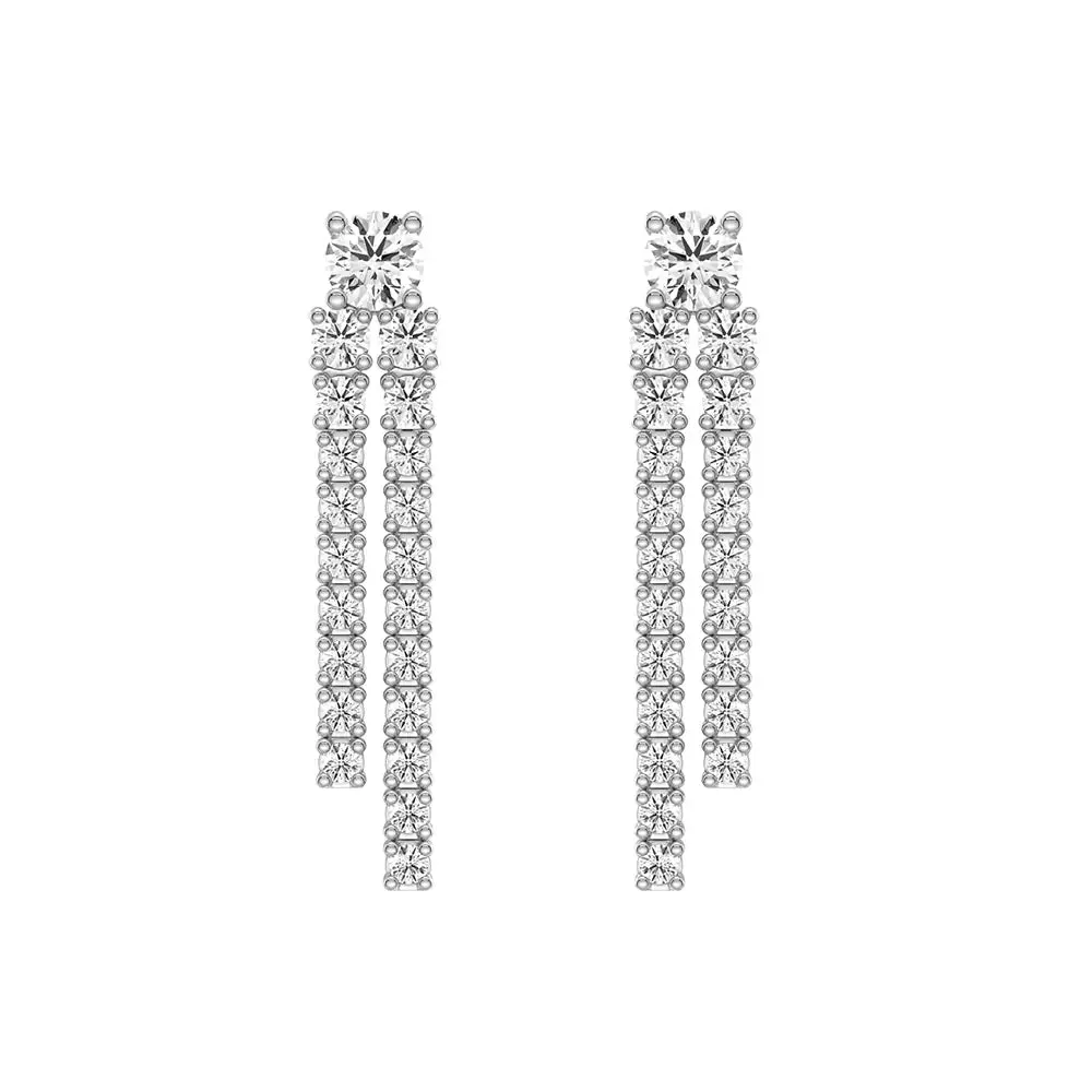 Dynamic Stud Earrings with Tremble Diamond Fringe Drops sold by MSBLUE Jewelry product image thumbnail 2