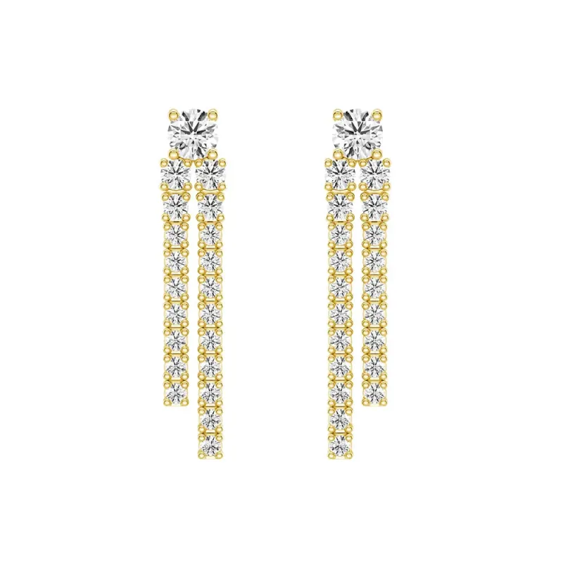 Dynamic Stud Earrings with Tremble Diamond Fringe Drops sold by MSBLUE Jewelry