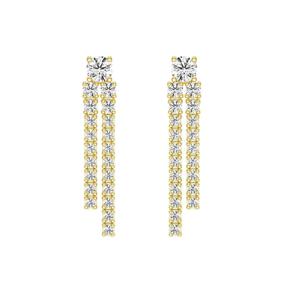 Dynamic Stud Earrings with Tremble Diamond Fringe Drops sold by MSBLUE Jewelry