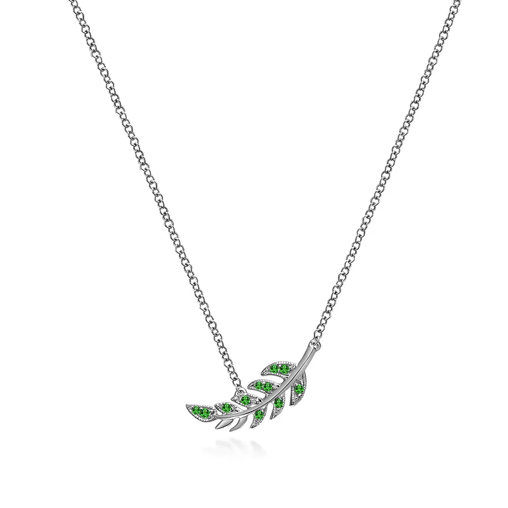 Couture Botanical Foliage Lab Grown Emerald Necklace sold by MSBLUE Jewelry product image thumbnail 4