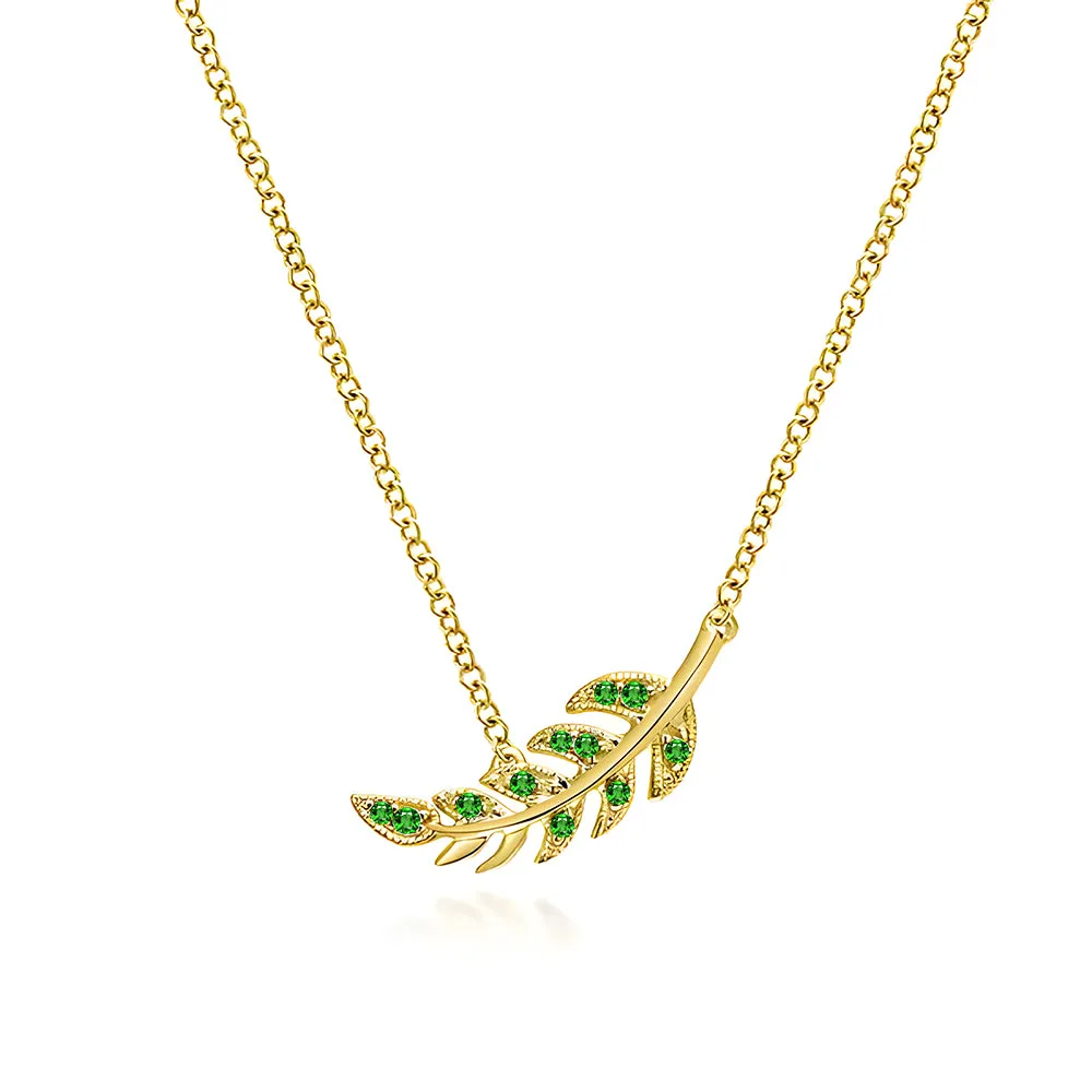 Couture Botanical Foliage Lab Grown Emerald Necklace sold by MSBLUE Jewelry product image thumbnail 3