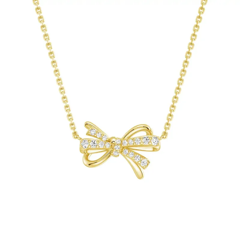 Filigree Bow Edge Moissanite Necklace made by MSBLUE Jewelry