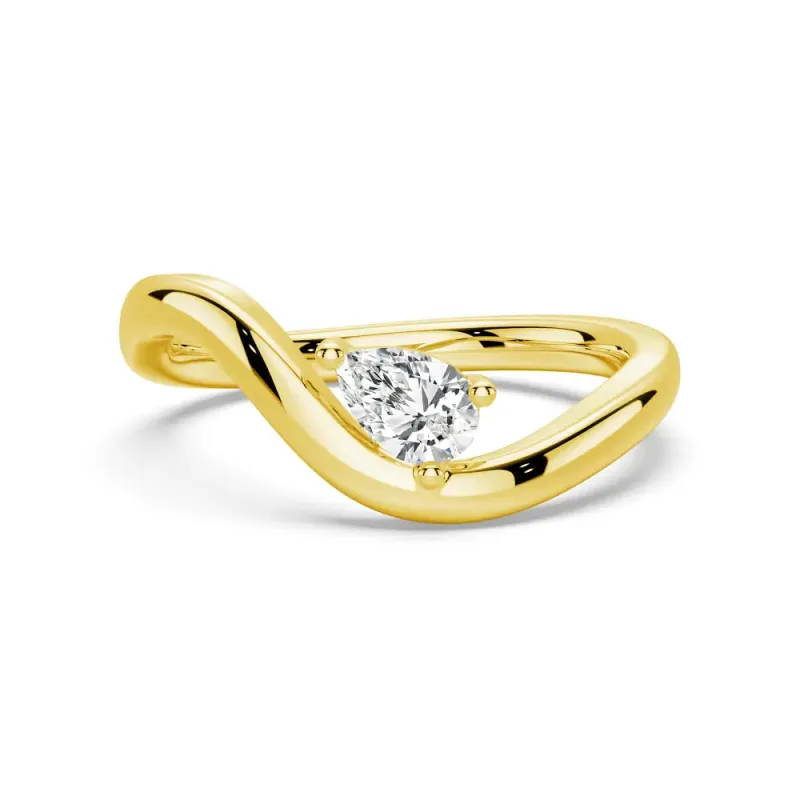 Pear Shaped Solitaire Wave Promise Ring sold by MSBLUE Jewelry