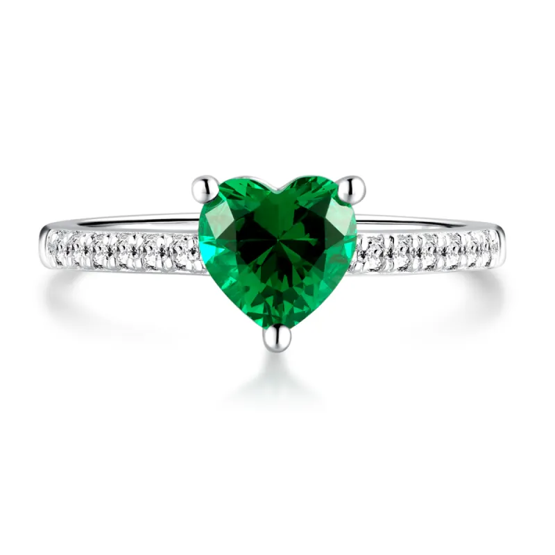 1 CT. Classic Heart-Shaped Emerald Ring sold by MSBLUE Jewelry