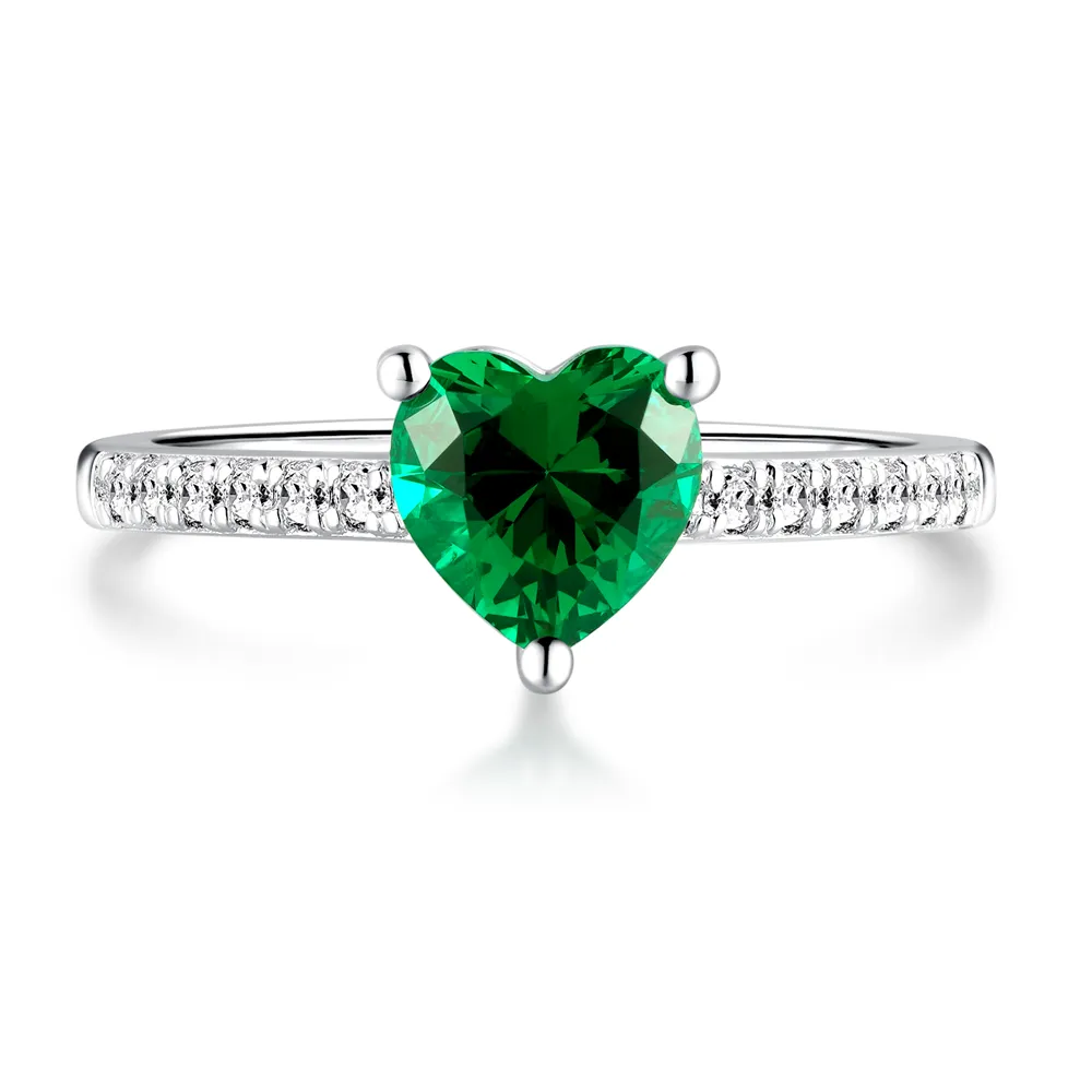 1 CT. Classic Heart-Shaped Emerald Ring sold by MSBLUE Jewelry